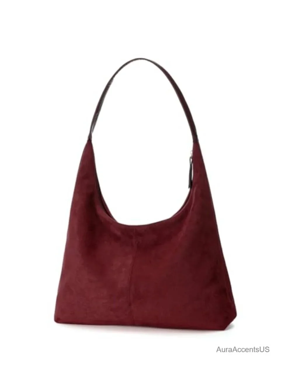 Large Suede Hobo Tote Bag with Zipper Closure for Work Travel